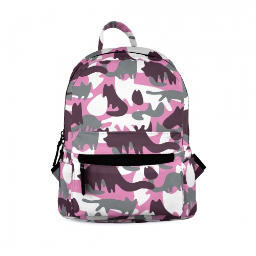 mini schoolbag cat camo pink
