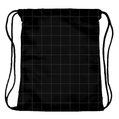 Drawstring bag black grid