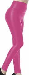 Hot Pink high-waisted PU Leggings